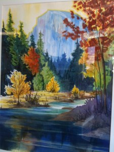 River's Dome Tony Segale 44" x 36" framed original watercolor $900